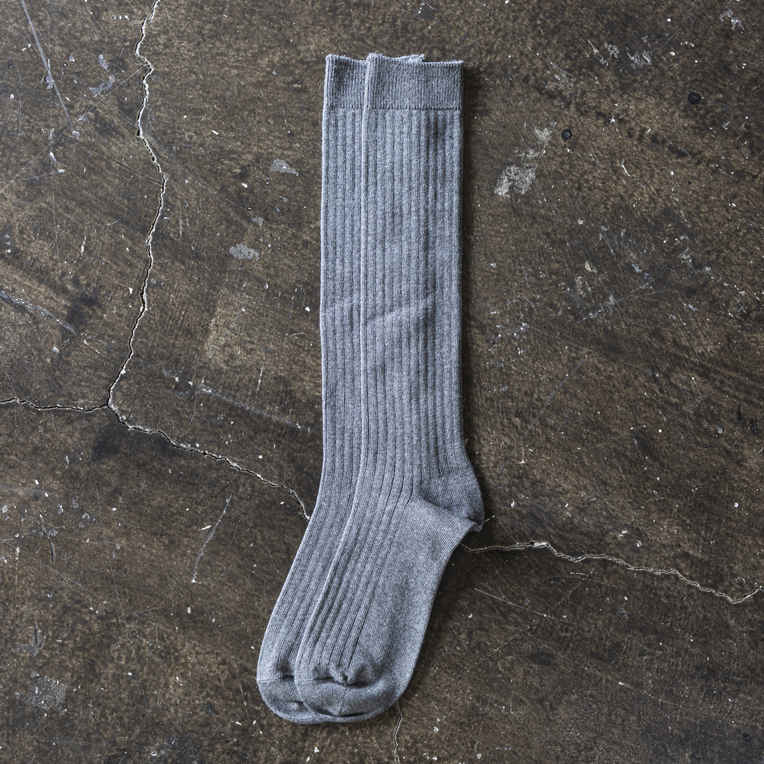 メンズ靴下専門ブランド HARUSAKU 日本製 メンズ ロング ホーズ Men˙s Hose Plain rib socks ダークグレー  （159